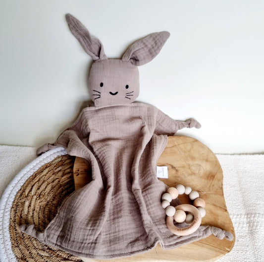 Musselin Kuscheltier Hase – Weiches Babytuch 30x30