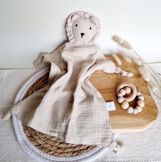 Musselin Kuscheltier Löwe – Weiches Babytuch 30x30
