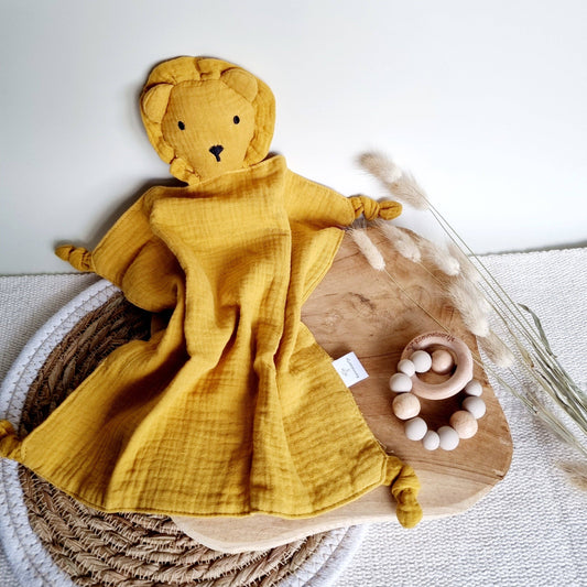 Musselin Kuscheltier Löwe – Weiches Babytuch 30x30