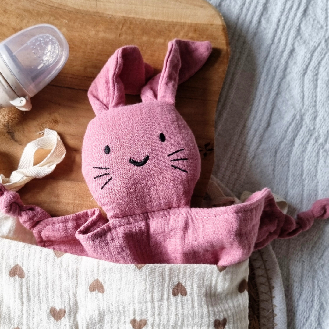 Musselin Kuscheltier Hase – Weiches Babytuch 30x30