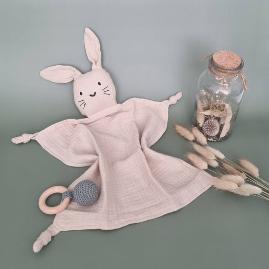 Musselin Kuscheltier Hase – Weiches Babytuch 30x30