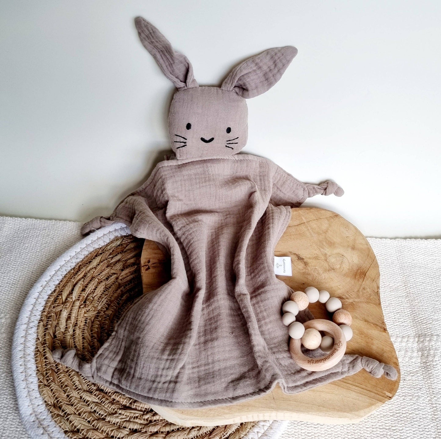 Musselin Kuscheltier Hase – Weiches Babytuch 30x30