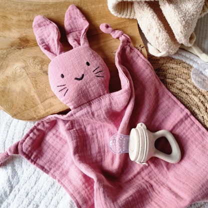 Musselin Kuscheltier Hase – Weiches Babytuch 30x30