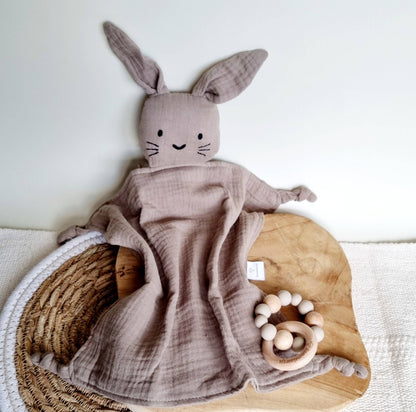 Musselin Kuscheltier Hase – Weiches Babytuch 30x30