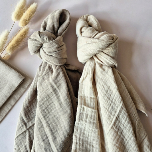 XL Mulltücher – 2er-Set (100x90 cm) - Beige & Sand