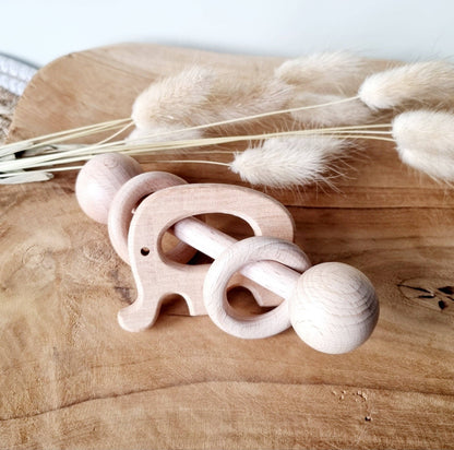 Holzrassel für Babys in Elefantenform aus Holz