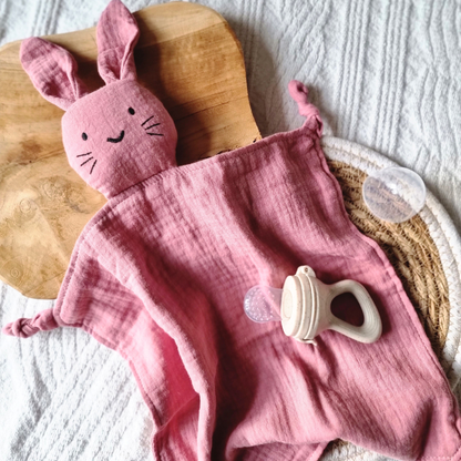 Musselin Kuscheltier Hase – Weiches Babytuch 30x30