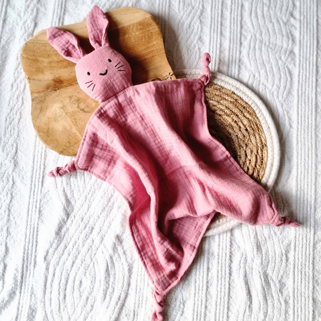 Musselin Kuscheltier Hase – Weiches Babytuch 30x30