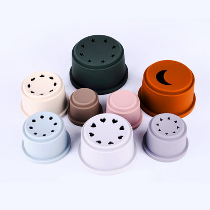 Stapelbecher aus Silikon - 8 teiliges Set