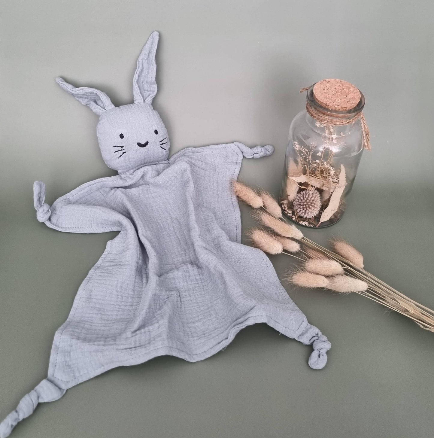 Musselin Kuscheltier Hase – Weiches Babytuch 30x30